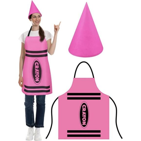 Accessories - Crayon Apron and Funny Gnome Cone Hats for Costume Set for Adults Fancy Dress